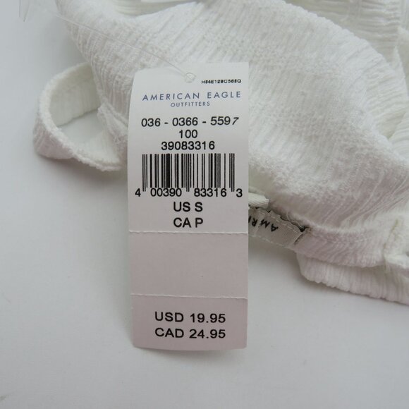 American Eagle Shirt Womens Size Small White One Shoulder Ribbed Crop Top New - Picture 8 of 8